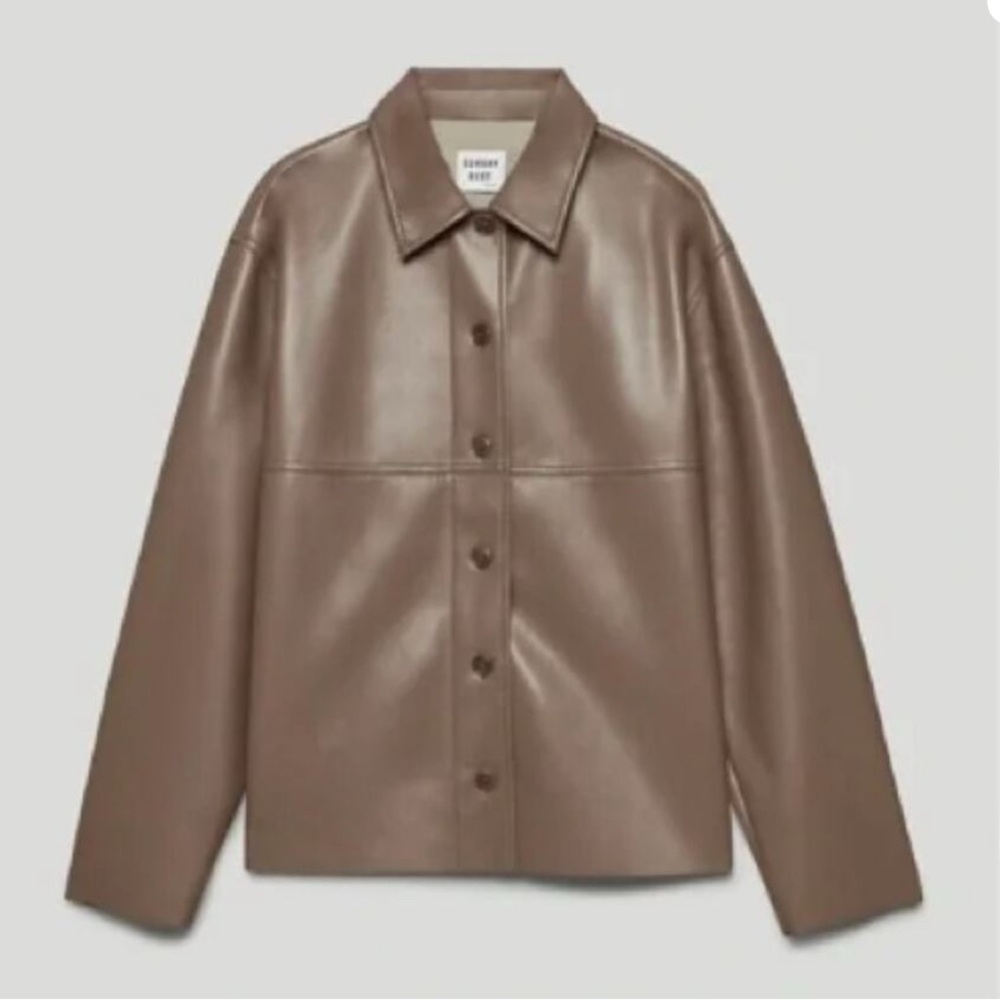 Aritzia Sunday Best Gabby Shirt Leather Jacket
